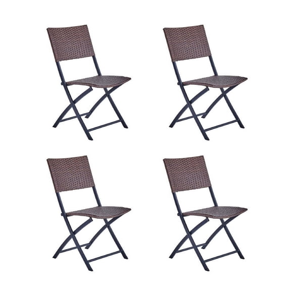 Set de 4 Sillas Plegables para Jardín y Exteriores de Rattan Durable