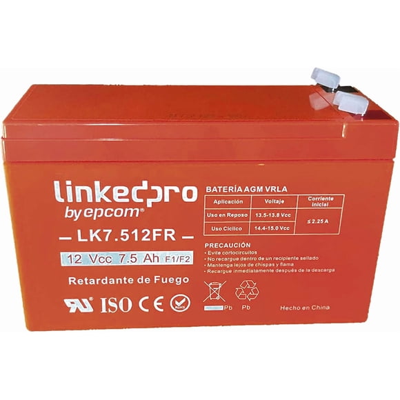 Batería de respaldo 12 V | 7.5 Ah | AGM | Certificada UL94-V0 Retardante a la Flama | Especial para Seguridad Electrónica | UPS | Sistemas de Emergencia | Vida útil 5 años