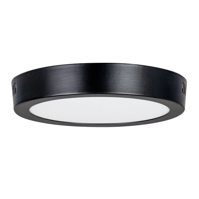 estevez luminaria led para sobreponer drum eco 12w 6500k negro lámpara de techo circular de perfil bajo, aro de aluminio negro con difusor blanco opaco visible en vista frontal; especificaciones: 12W, 6500K, 867 lm, Ø160×24 mm, IP20, 100–240V; apta para iluminación general en espacios residenciales o comerciales y también apta para pasillos y closets.