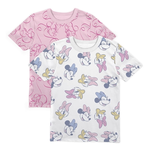 Playera Casual Minnie Mouse para Niña Manga Corta Rosa Blanco Talla 6