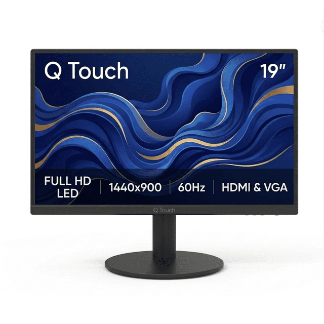Monitor LED Qtouch 19 Pulgadas Resolución 1440 x 900 HD HDMI VGA 60Hz Negro