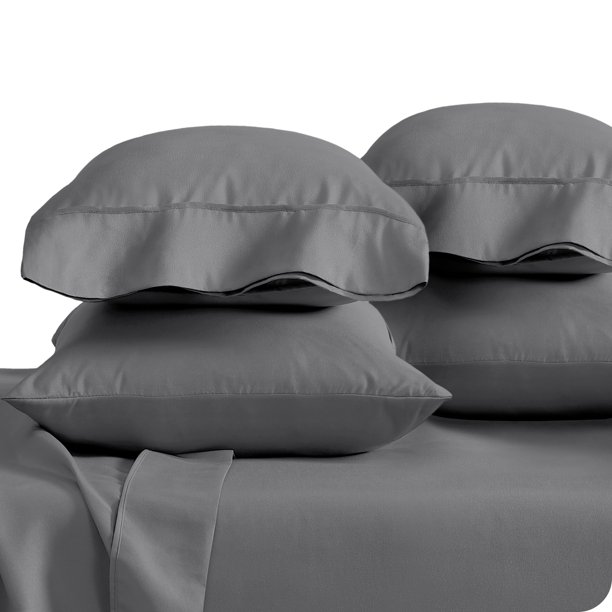 Bare Home Juego de Fundas de Almohada Colección Premium 1800, Doble Cepillado, Ultra Suave, Tamaño Estándar, Gris, 4 Unidades