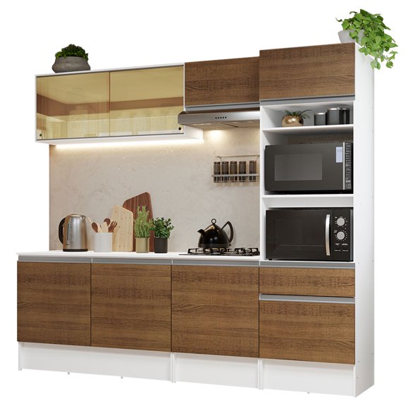 Cocina Integral Completa 240cm Diamante Madesa 06 - Blanco/Marrón