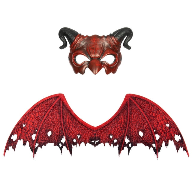 Disfraz de Alas de Diablo, Ala/Máscara, Accesorios de Halloween para Cosplay, Adultos y Niños