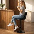 thumbnail image 4 of Silla de Bar para Barra de Cocina con Respaldo y Reposapies de Altura Ajustable Banco Giratorio para Bar con Asiento Acolchado Diseño Elegante Full Black, 4 of 8