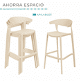 thumbnail image 4 of Set 4 Bancos Bar Cocina Desayunador Barra Respaldo Plástico Beige, 4 of 5