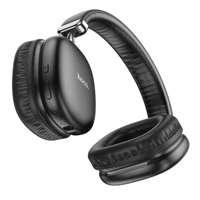 audífonos inalámbricos diadema bluetooth 5.3, color negro Labg — audífonos over-ear negros, vista 3/4 frontal con almohadillas acolchadas, banda acolchada, controles físicos en la copa y logo visible; diseño plegable y acabado mate, también aptos para viajes.