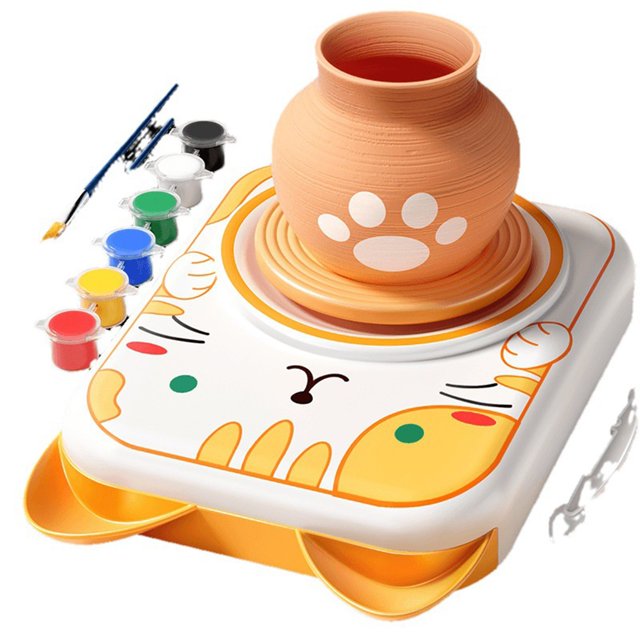 Fasiaou Pottery Wheel for Kids: Complete Pottery Kit for Beginners with Air Dry Clay - Sculpting Clay Tools & Arts Supplies Arts - Crafts for Girls Ages 4-8 Crafts Kits for Kids Ages 8-12