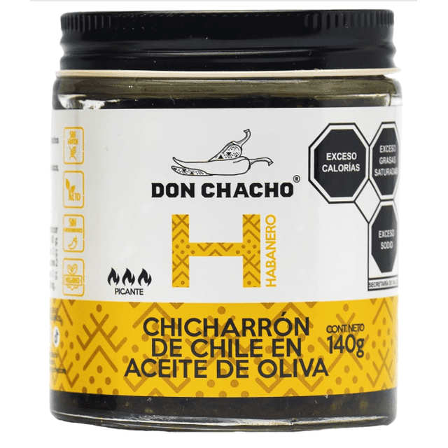 Salsa Chicharrón de Chile Habanero en Aceite de Oliva Don Chacho de 140 gr - El complemento perfecto para darle un toque picante y delicioso a tus platillos