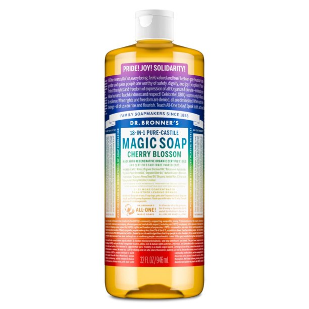 Jabón de Castilla Orgánico Dr. Bronner's Flor de Cerezo Edición Limitada PRIDE Hidratante para Todo