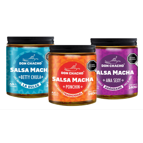 Salsa Macha Don Chacho 3 Pack Variado de 140 gr c/u - El complemento ideal para realzar tus platillos