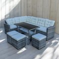 thumbnail image 4 of Ilios Innova | Juego de Sala para Jardín Esquinera 6 Piezas con Mesa de Centro de Cristal Templado y Mimbre Sintético Gris, 4 of 9