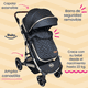 thumbnail image 5 of Carriola Reversible 4 en 1 iBaby Murano Portabebé Autoasiento Rosa Plegable negro, 5 of 9