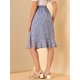 thumbnail image 5 of Falda midi Allegra K con botones y volantes florales Morado claro S, 5 of 6