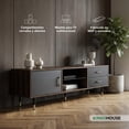 thumbnail image 3 of Centro de Entretenimiento para TV 55” Mueble Vintage Color Maple y Gris 2 Cajones Repisa Vidrio, 3 of 8