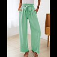 thumbnail image 4 of Pantalones de Salón Anchos para Mujer con Bolsillos, Cintura Alta, Ajustables, con Nudo y Holgados. Verde XXL, 4 of 7
