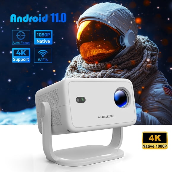 Magcubic L018 Proyector 4K con WiFi y Bluetooth, Proyector Nativo 1080P, Enfoque Automático y Corrección Keystone Automática con Control por Voz, Proyector de Películas para Cine en Casa Al Aire Libre