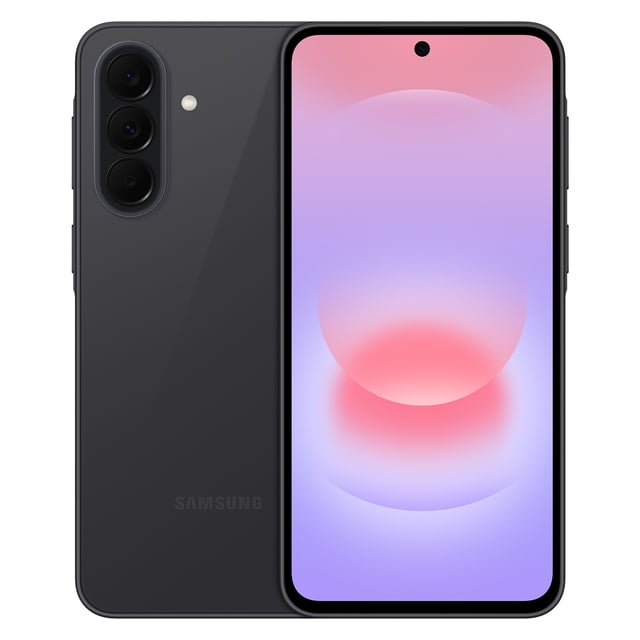 smartphone samsung galaxy a37 5g gris 256gb desbloqueado vista frontal y trasera. Pantalla Super AMOLED Infinity-O de 6.7" con cámara perforada centrada; carcasa gris con módulo de triple cámara vertical en el lado izquierdo, botón de volumen y encendido en el lateral y conector USB-C visible; ideal para fotografía móvil y edición con IA.