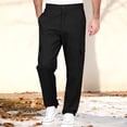 thumbnail image 2 of Amzcrzy Pantalones Clásicos Hombre Color Liso Cintura Elástica Cómodos Transpirables Elásticos Moda Informal Senderismo Pescar Correr Ejercicio Bolsillos Tallas S-3XL Negro, 2 of 8