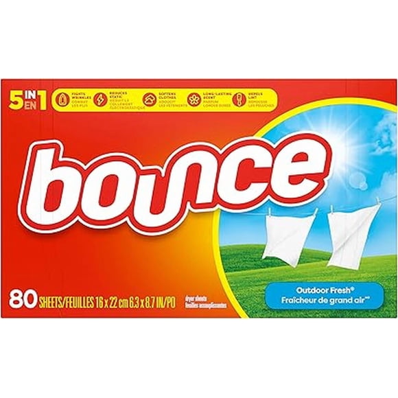 Bounce Hojas secadoras con suavizante de tela aroma a aire fresco, 80 unidades