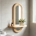 thumbnail image 4 of MTBLYS Espejo de pared de madera natural con estante|Espejo de pared con marco arqueado de doble capa y estante de almacenamiento para la entrada|dormitorio|baño y pasillo, 4 of 6
