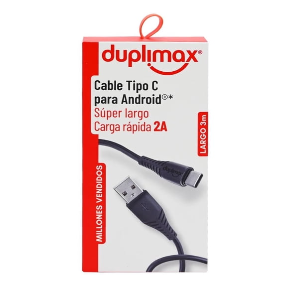 Cable Tipo C Duplimax 3 m Negro