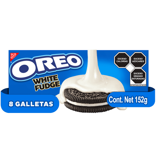 Galletas Oreo Sabor Chocolate, Cubierta de Chocolate Blanco Caja de 152.8 gr. 8 Galletas