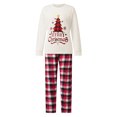 thumbnail image 1 of Conjunto de pijama navideño familiar a juego, camisetas de manga larga con estampado de árbol de Navidad y pantalones a cuadros. Ropa de dormir navideña., 1 of 9