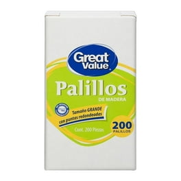 Palillos de madera Great Value grandes con puntas redondeadas 200 pzas