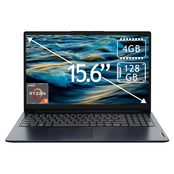 Laptop Lenovo IdeaPad 1 15.6" Ryzen 3 4GB 128GB Azul 82VG00R2US