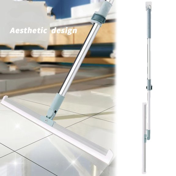 Raspador y barredor de pisos 3 en 1 | Cabezal ajustable a 180° para pisos de madera y vidrio | Mango extensible de 125 cm para limpieza de piso a techo | Azul