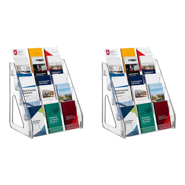 2X Soporte de Mesa de 5 Niveles para Folletos, Folletos y Revistas, de Acrílico Transparente, para Sujetar Folletos de Tamaño 1/3 A4.
