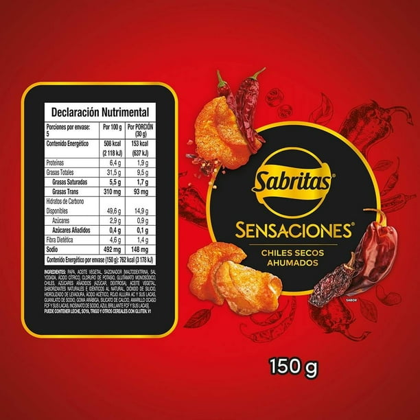 Imagen 3 de Papas fritas Sabritas Sensaciones sabor chiles secos ahumados 150 g