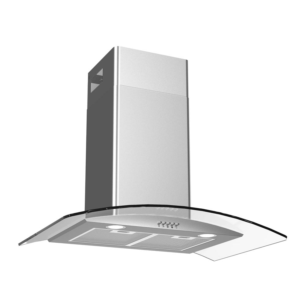 Campana extractora curva de pared 80 cm en acero inoxidable y vidrio templado AVERA CEV80