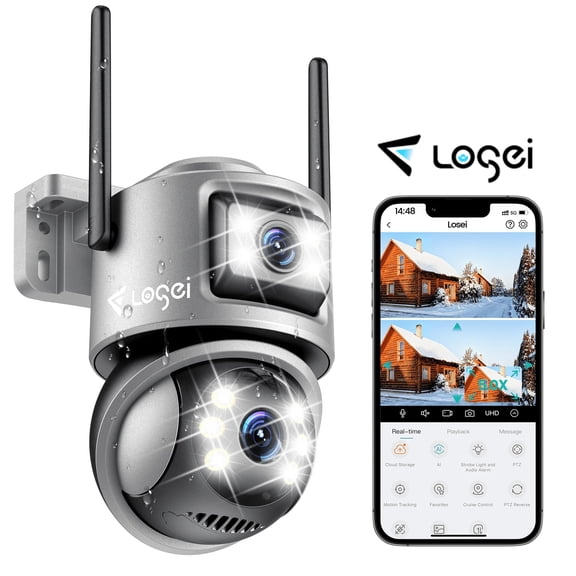 Losei Cámara de Seguridad Exterior 4K de 8 Megapíxeles, Visión Nocturna, Audio Bidireccional