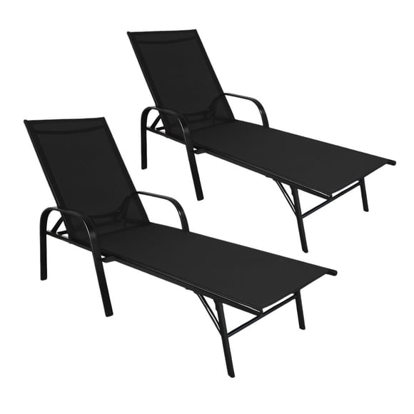 Camastro Reclinable Metálico Textileno Negro Jardín Alberca Terraza Soporta 120kg 2 Piezas