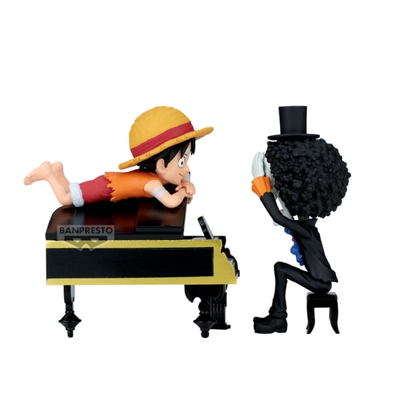 Banpresto - Monkey D. Luffy y Brook, Figura de Colección, One Piece World Collectable Log Stories, 19 cm (7.5"), Figura Oficial