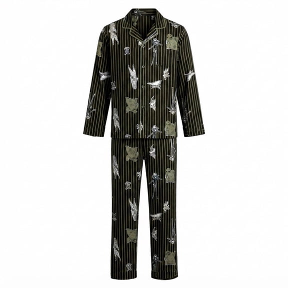 Pijama El Extraño Mundo De Jack Para Caballero Manga Larga Negro Talla M, 2 Piezas