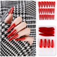 thumbnail image 1 of Uñas postizas a presión, regalo para mujer, 24 uñas postizas largas de cobertura completa, puntas de ataúd, manicura artística de bailarina, pegatinas para uñas., 1 of 2