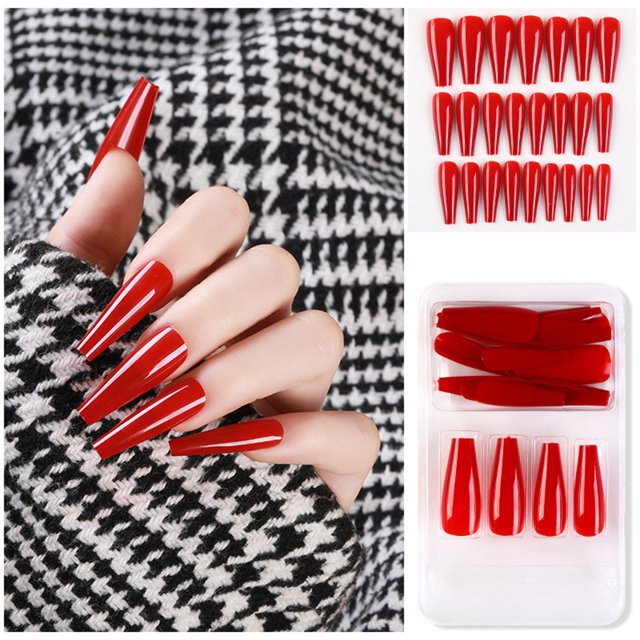 Uñas postizas a presión, regalo para mujer, 24 uñas postizas largas de cobertura completa, puntas de ataúd, manicura artística de bailarina, pegatinas para uñas.