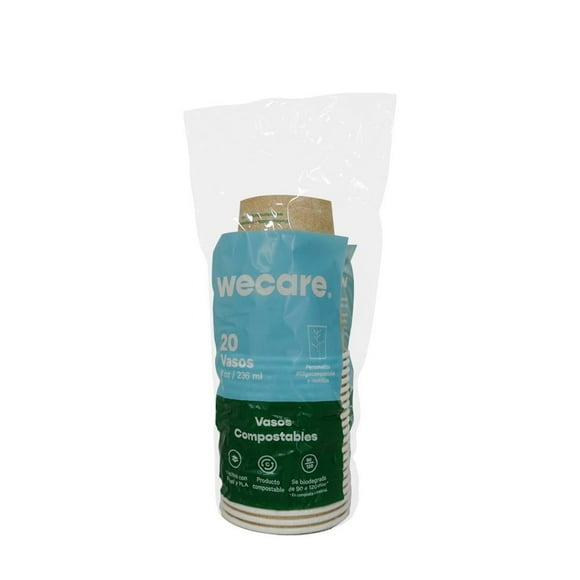Vasos compostables We Care 20 pzas