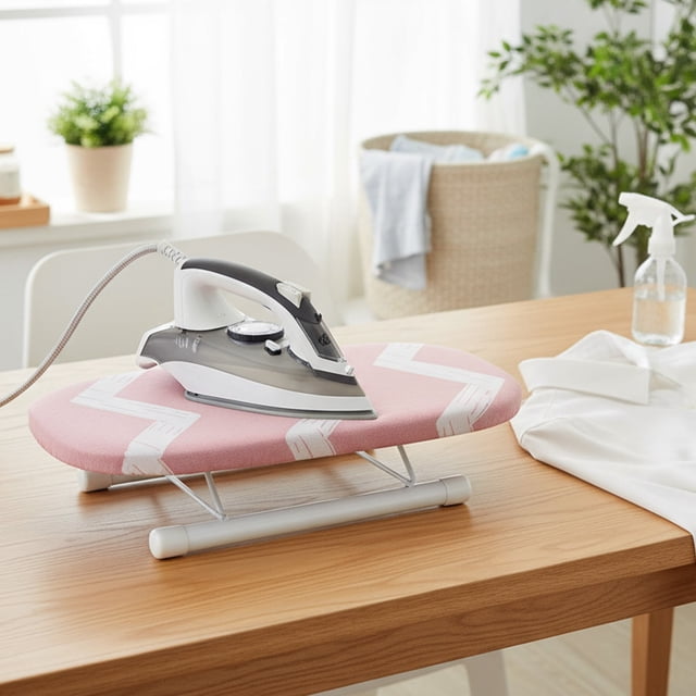 Ohmyroo Compact Foldable Mini Ironing Board for Sleeves and Collars, Portable Travel Ironing Pad with Heat-Resistant Cover for Garment Touch-Ups