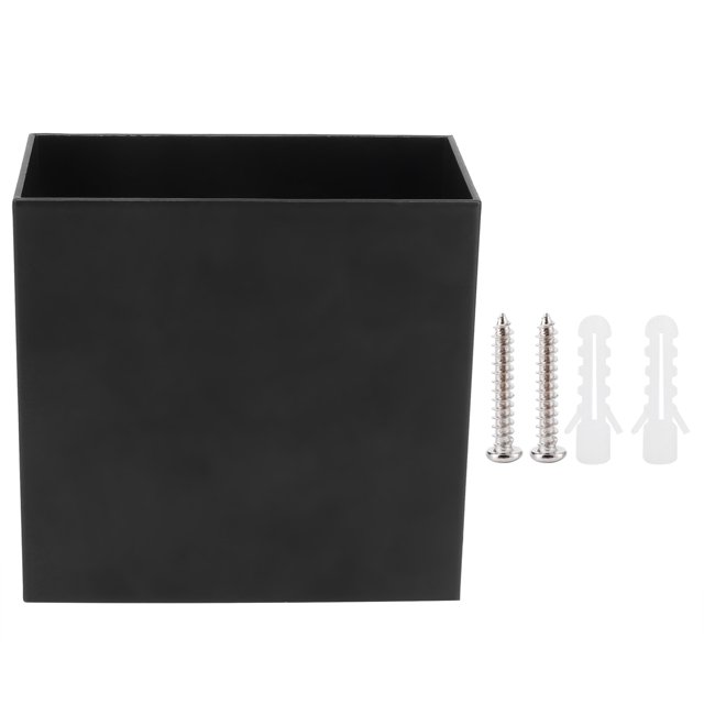 lámpara de pared led nikoumx 7w funcionalidad inteligente lámpara de pared cuadrada en aleación de aluminio negro, vista frontal centrada con apertura superior; incluye dos tornillos y dos tarugos para montaje, tamaño aprox. 10 x 10 x 5 cm, 700 lm y 100-265 V. Apta también para iluminar pasillos estrechos o como luz de lectura puntual.