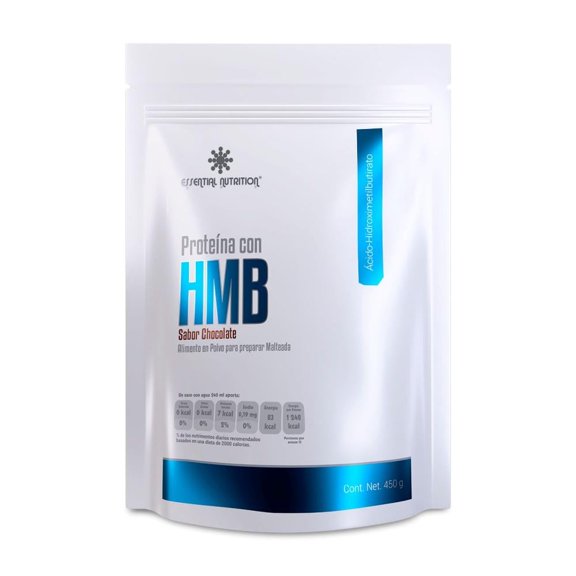 Suplemento alimenticio Essential Nutrition Proteína HMB sabor chocolate 450 gr.