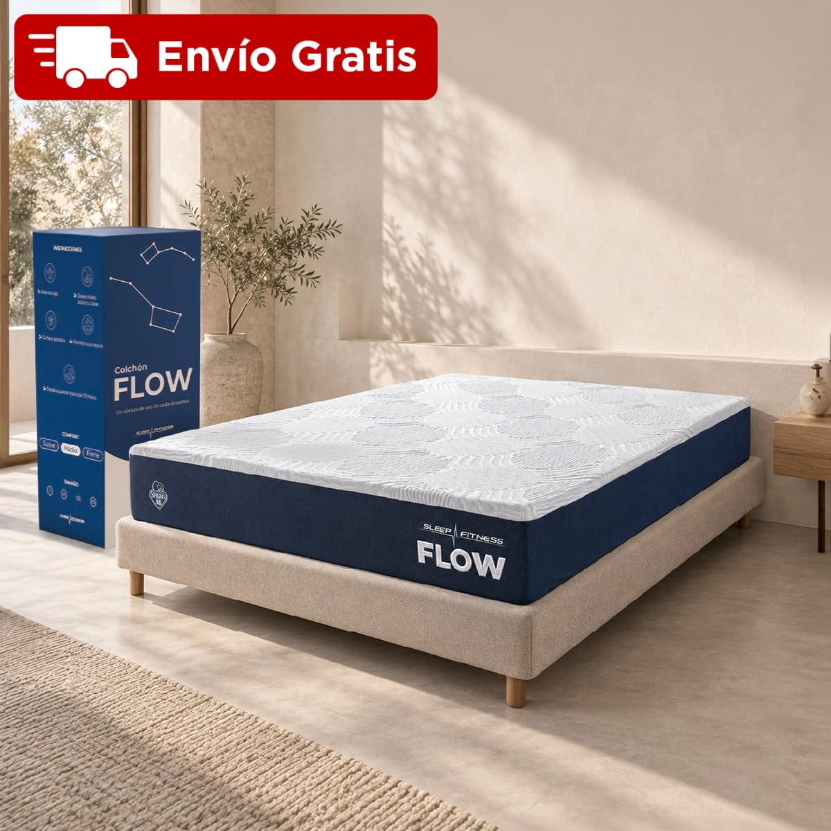 Colchón Queen Size en Caja Spring Air Flow Tecnologia Sleep Fitness