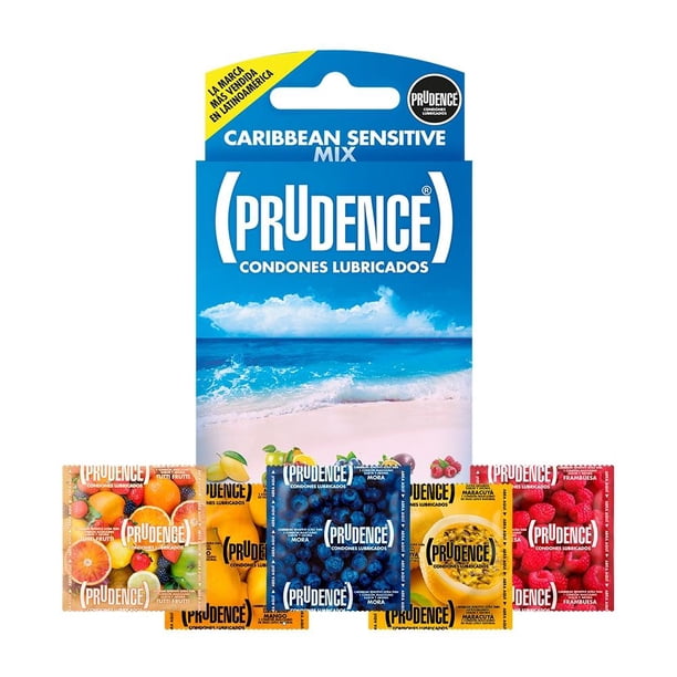 Condones Prudence Caribbean Sensitive Mix lubricados 5 piezas