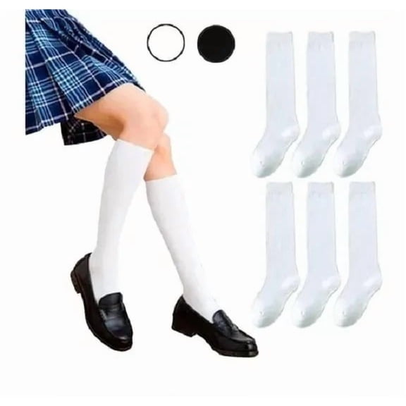 Calceta Escolar Lisa 6 Pares Talla 13/18 Años Color Blanco