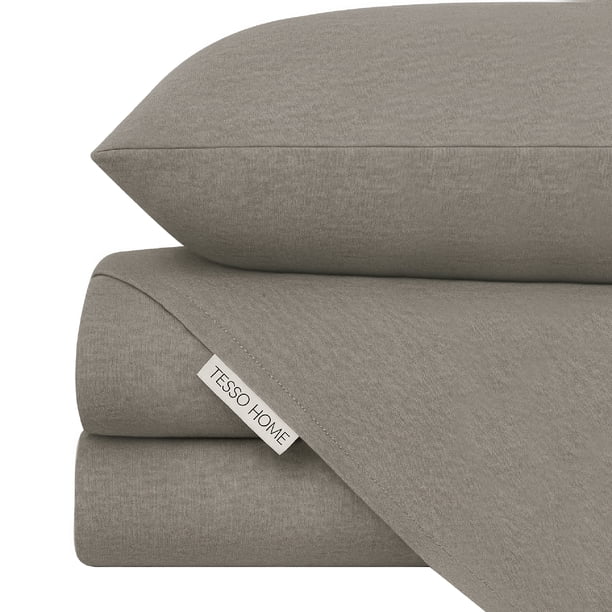 TESSO HOME Juego de Sábanas de Camiseta Frescas Tipo Algodón Suave Hipoalergénicas (Incluye Sábana Plana, Sábana de Cajón y Fundas de Almohada)
