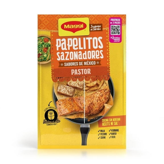 Hojas sazonadoras Maggi Jugoso al Sartén sabor a pastor 1 sobre con 4 pzas