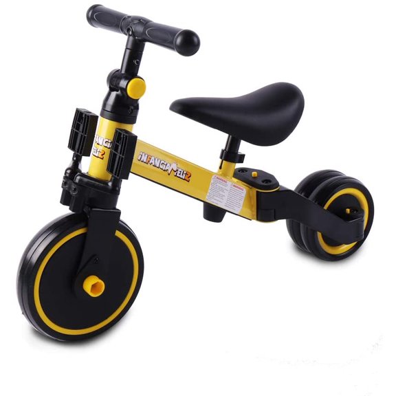 Triciclo Transformable En Bicicleta Entrenadora Amarilla 3 en 1 iNFANCiA FELiZ Triciclo Transformable En Bicicleta Entrenadora